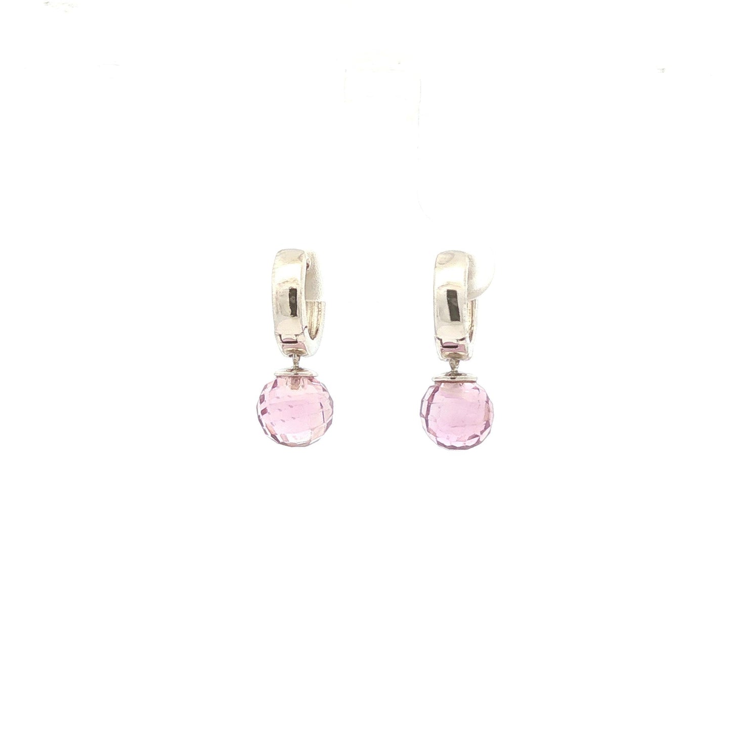 14K White Gold Amethyst Briolette Huggie Drop Earrings