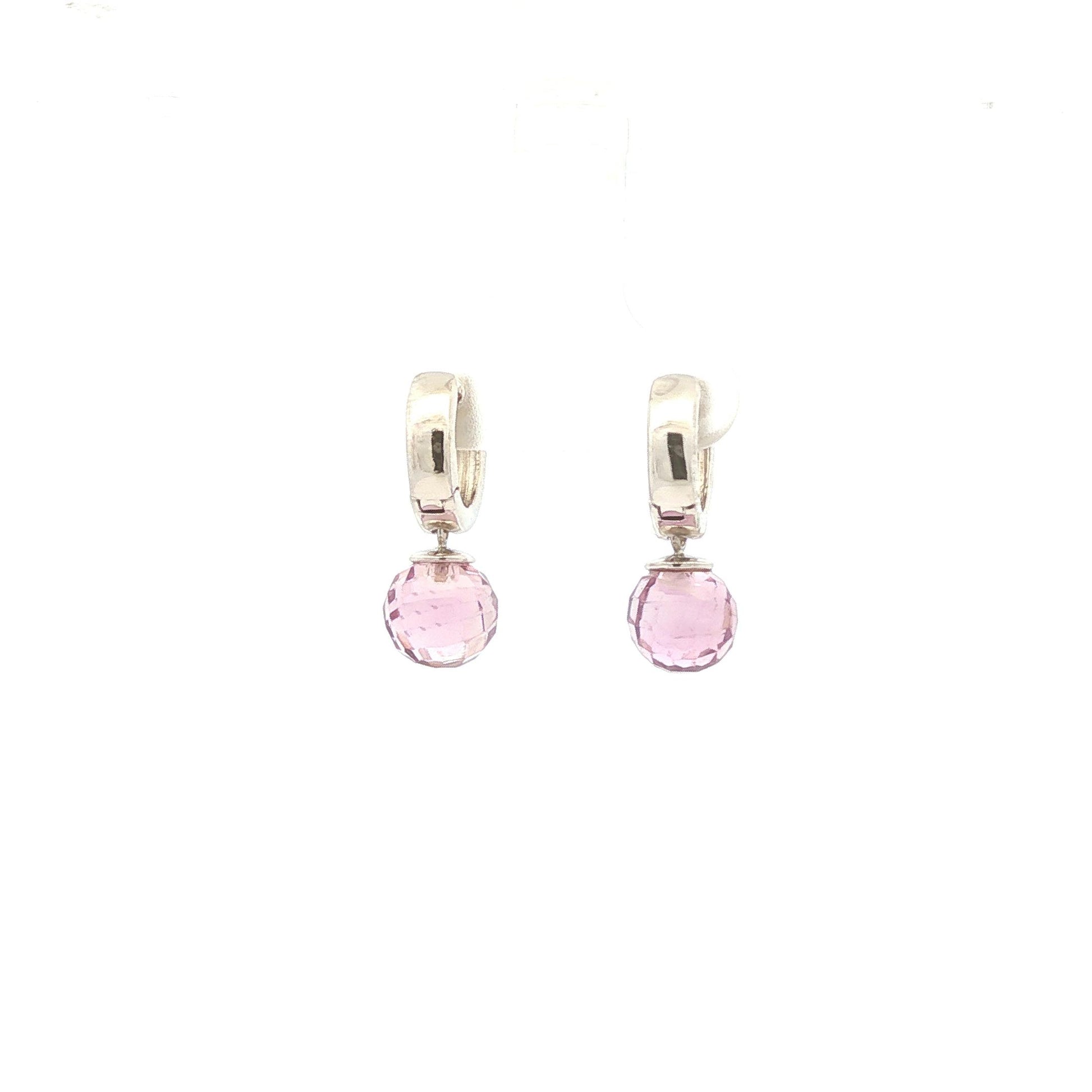14K White Gold Amethyst Briolette Huggie Drop Earrings