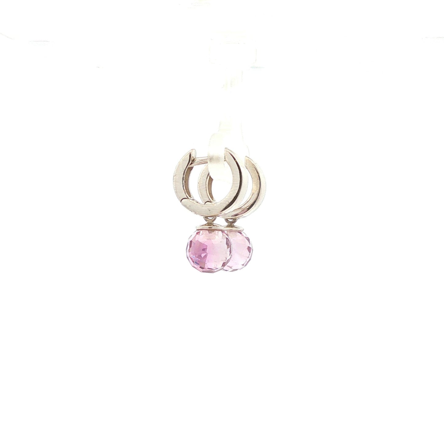 14K White Gold Amethyst Briolette Huggie Drop Earrings