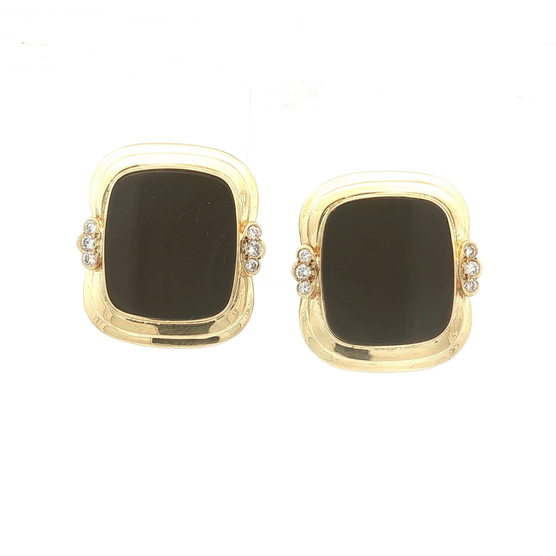 Gold and Onyx Earrings with Diamond Accents