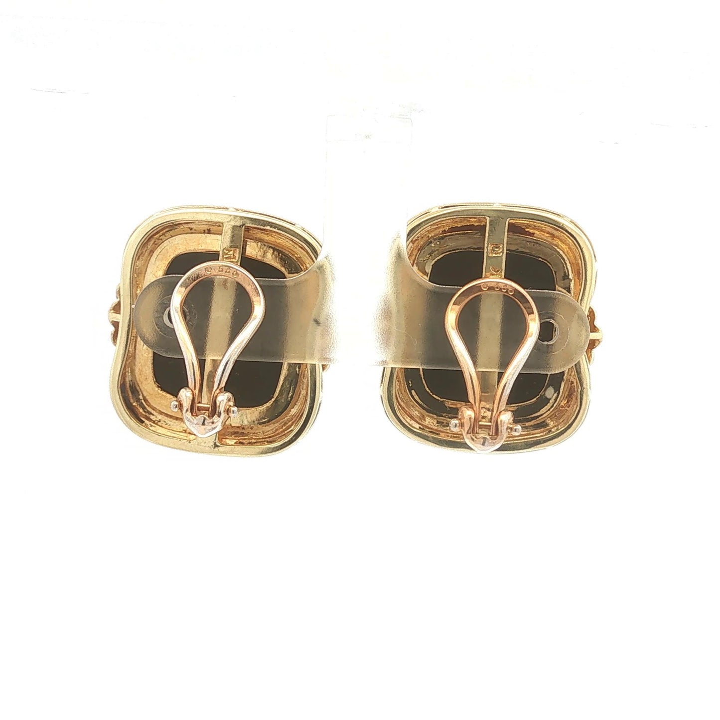 Gold and Onyx Earrings with Diamond Accents