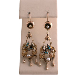 Victorian Bird Nest Dangle Earrings