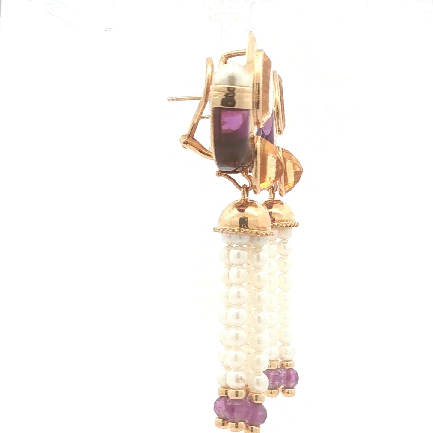 Citrine and Pearl Fringe Earrings