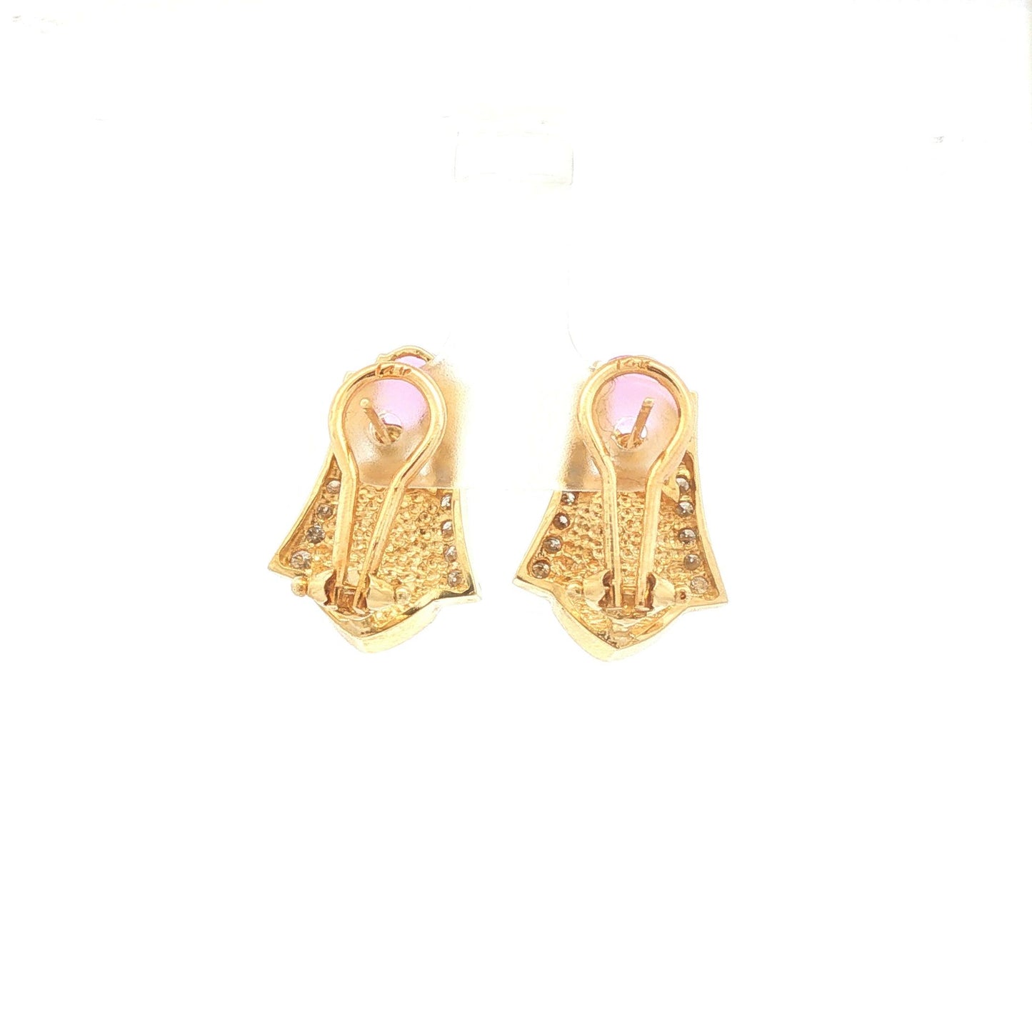 Pink Sapphire, Opal Doublet and Diamond Earrings