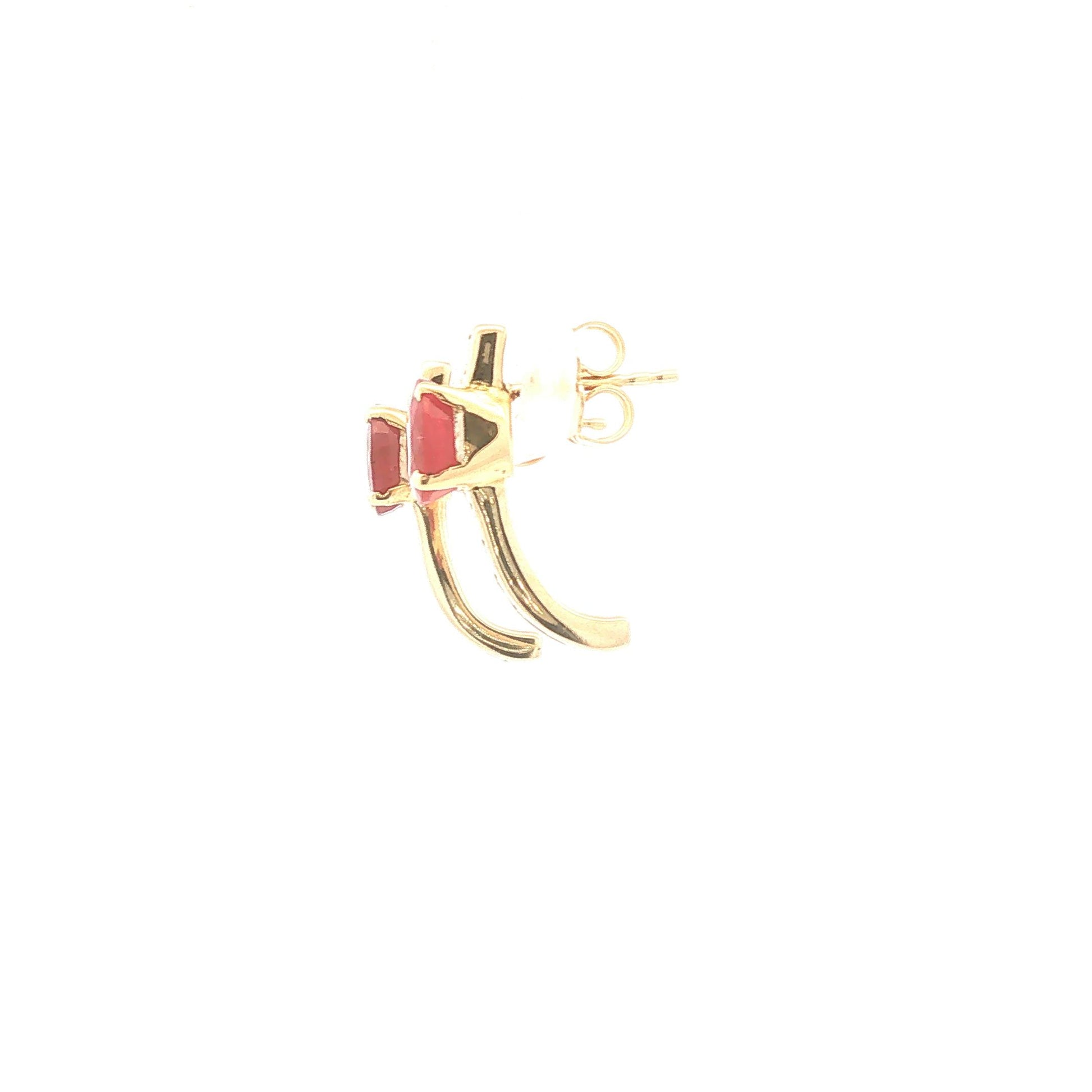 Ruby and Diamond J Shaped Hoops