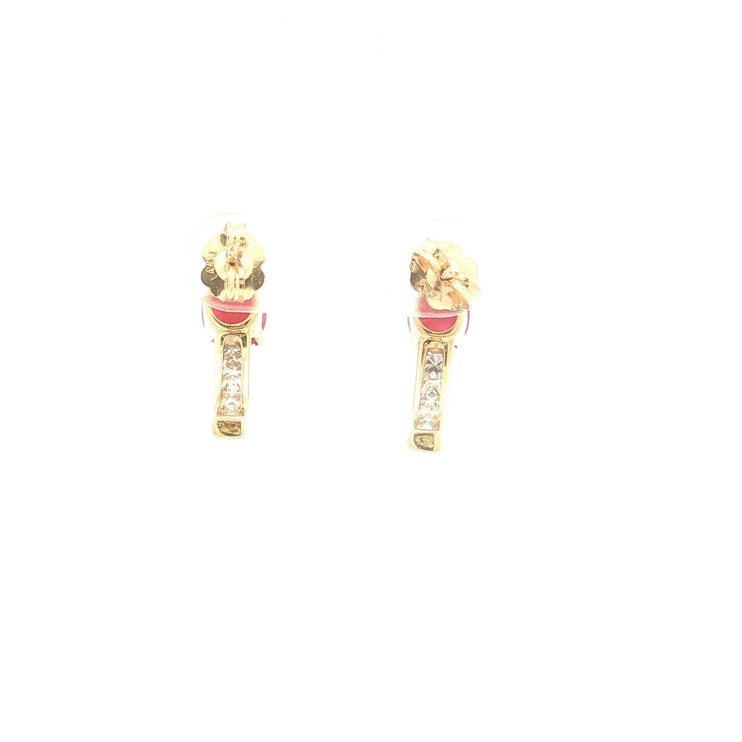 Ruby and Diamond J Shaped Hoops