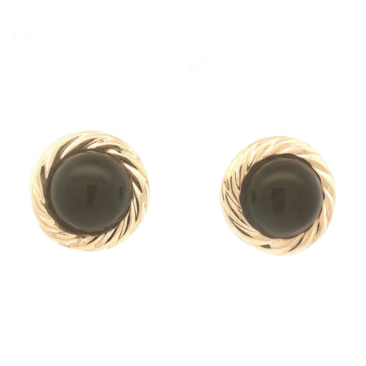 Onyx and Gold Large Button Earrings