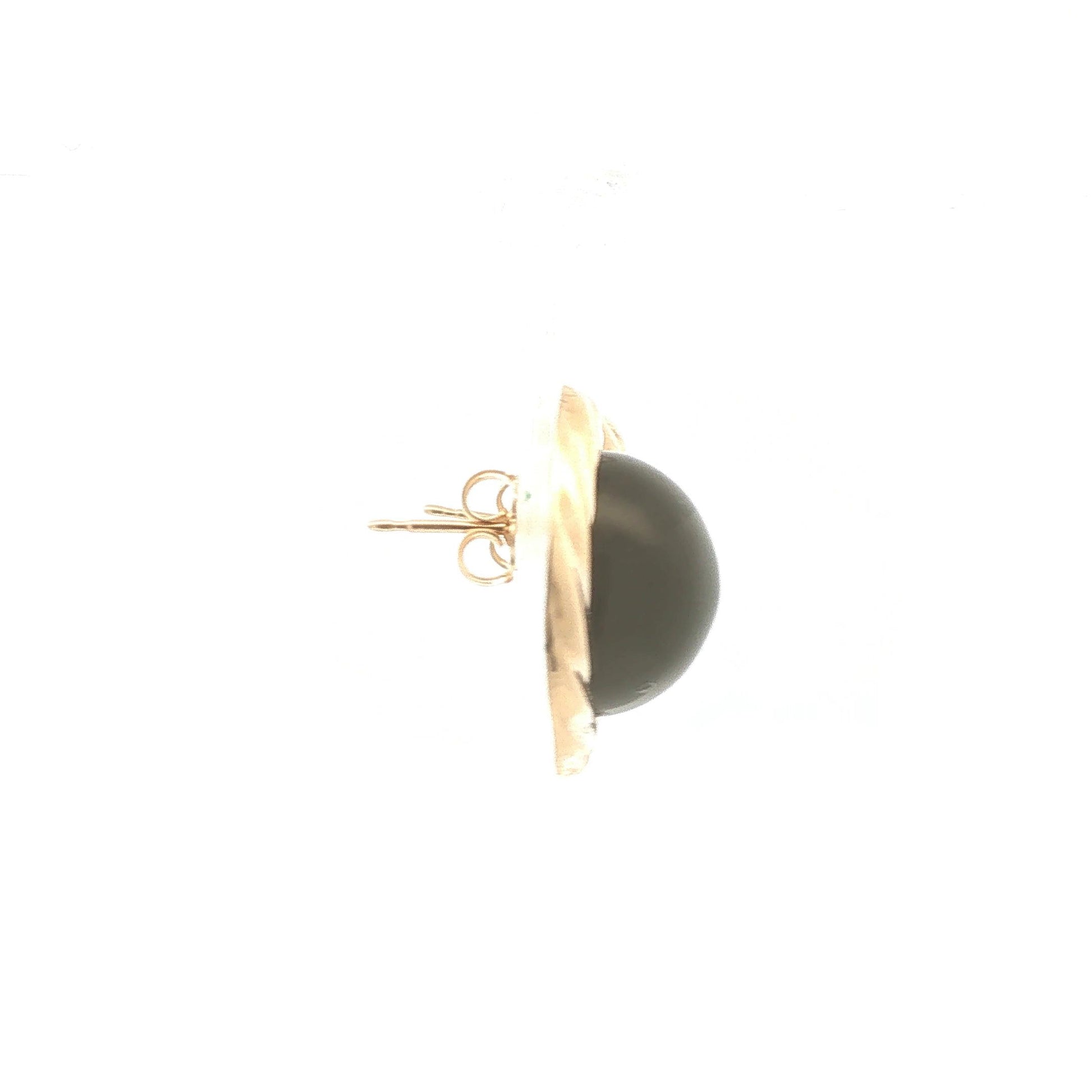 Onyx and Gold Large Button Earrings