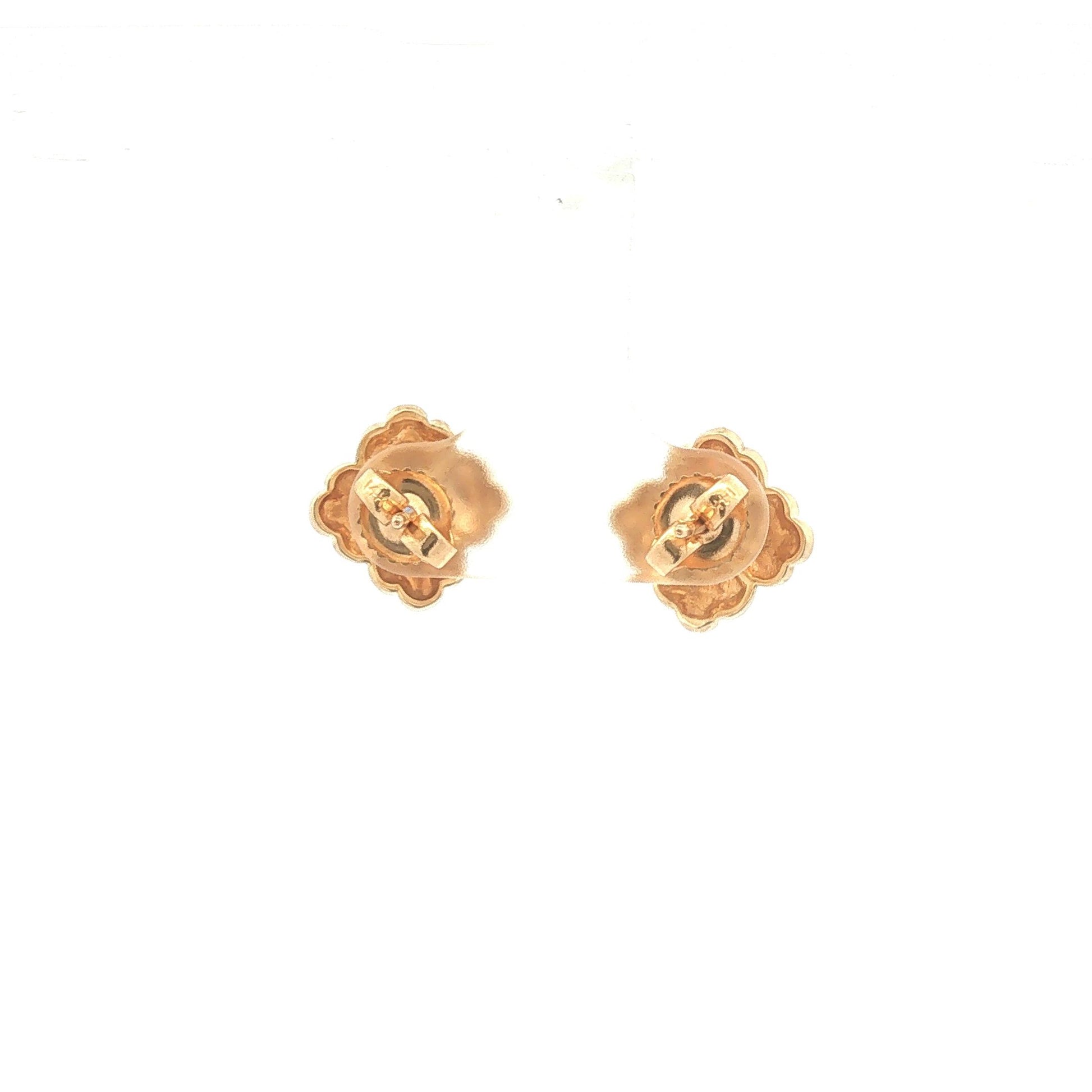 Sapphire and Gold Flower Button Earrings