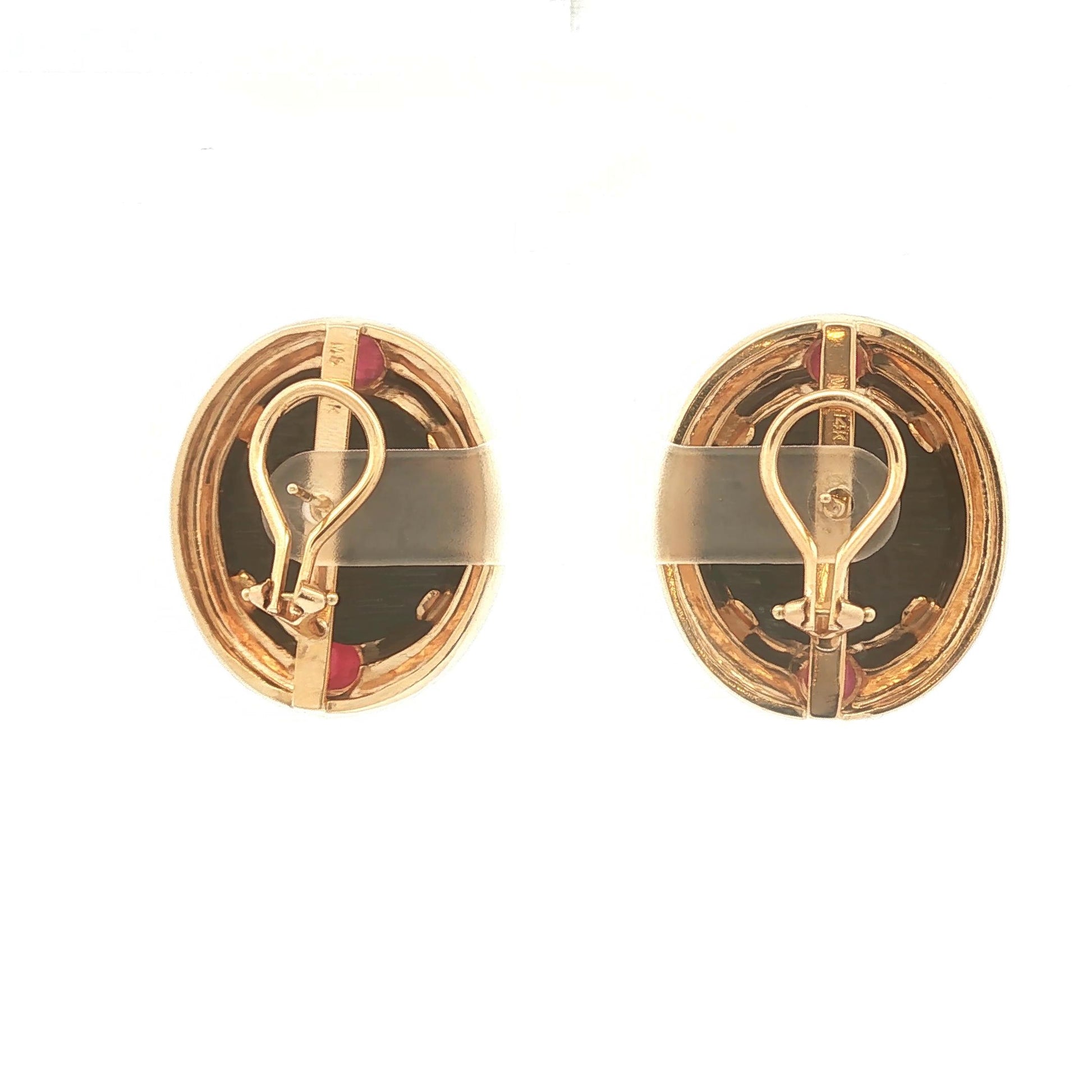 14K Gold Ancient Coin with Rubies Earrings