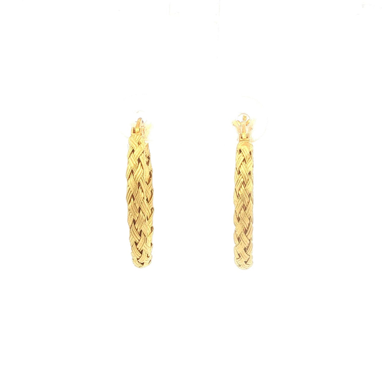 18K Gold Woven Hoop Earrings