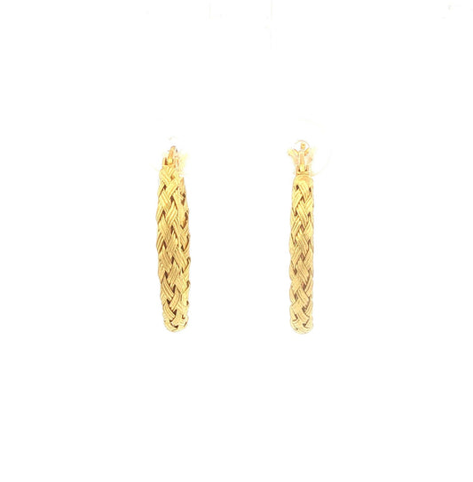 18K Gold Woven Hoop Earrings