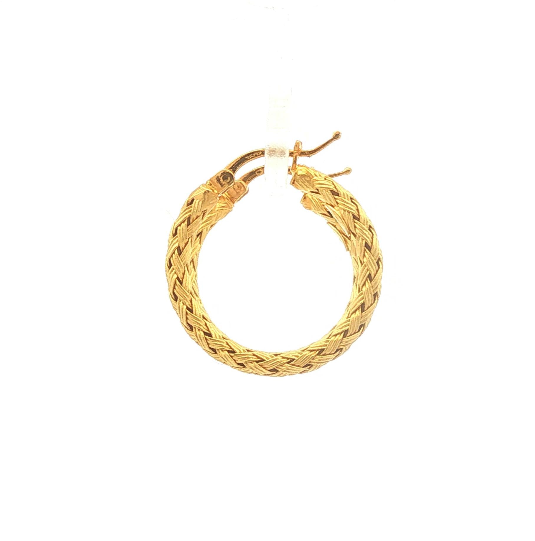 18K Gold Woven Hoop Earrings