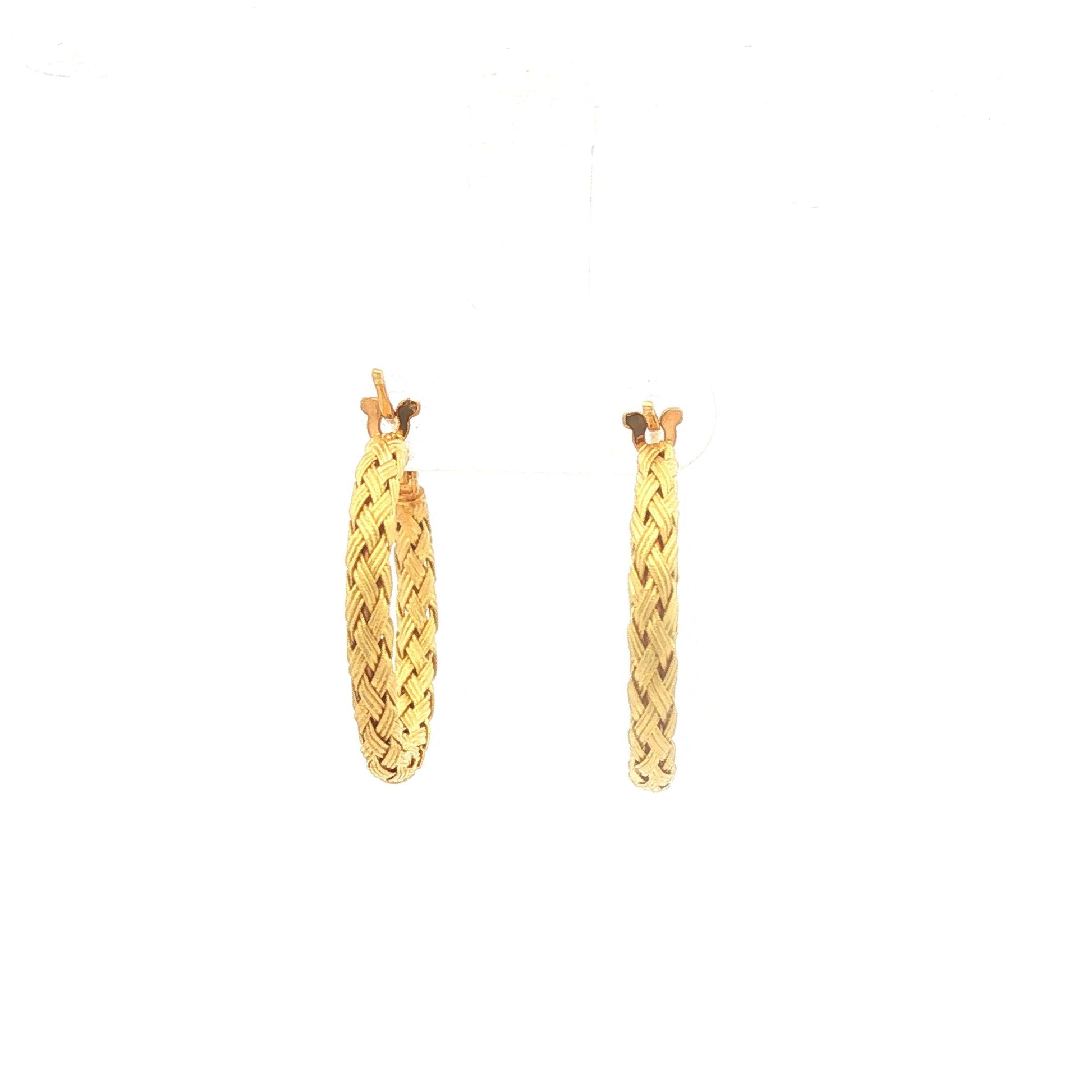 18K Gold Woven Hoop Earrings