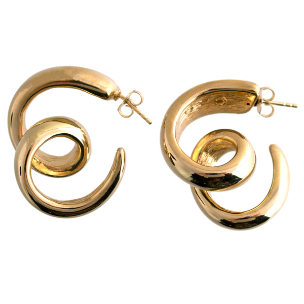 14K Curled Hoop Earrings