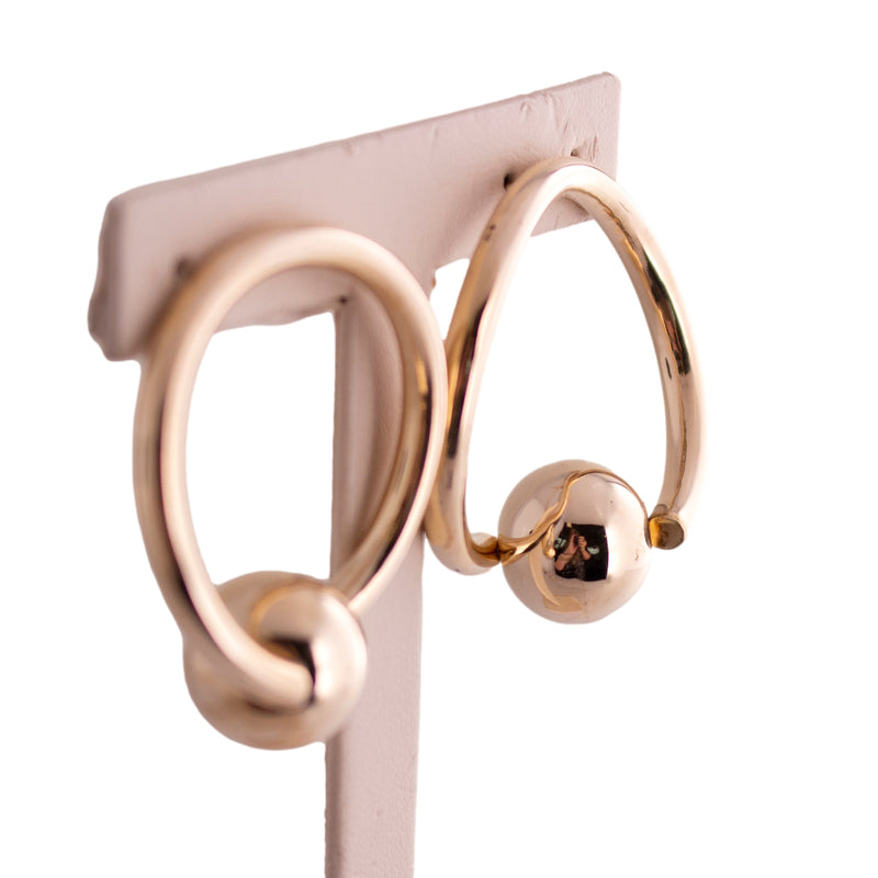 14K Gold Hoop and Ball Earrings