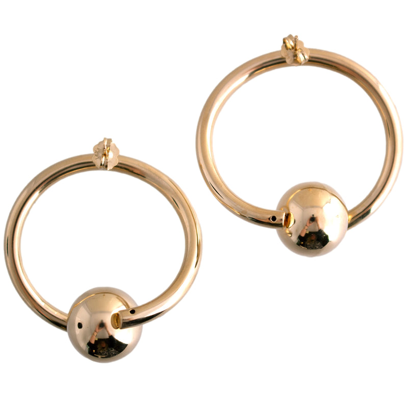 14K Gold Hoop and Ball Earrings