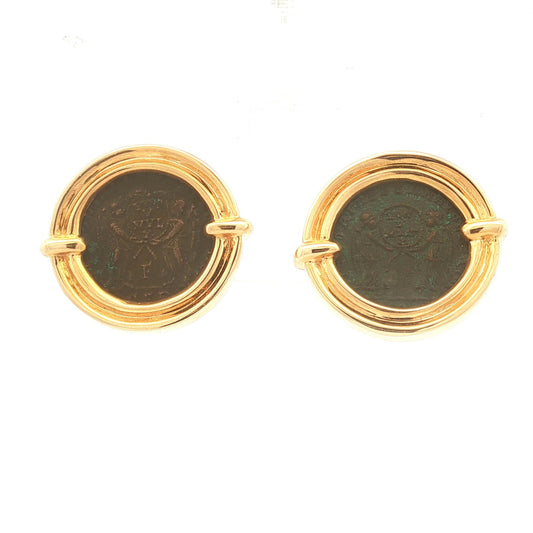 18K Gold Ancient Coin Earrings
