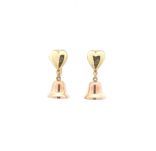 Retro Rose and Green Gold Bell Earrings