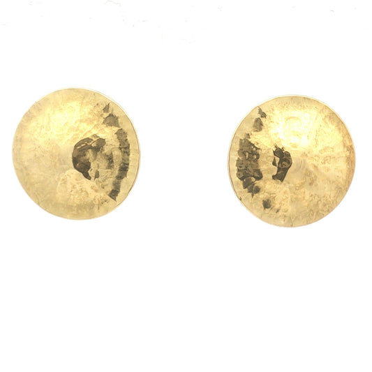 18K Gold Hammered Dome Earrings