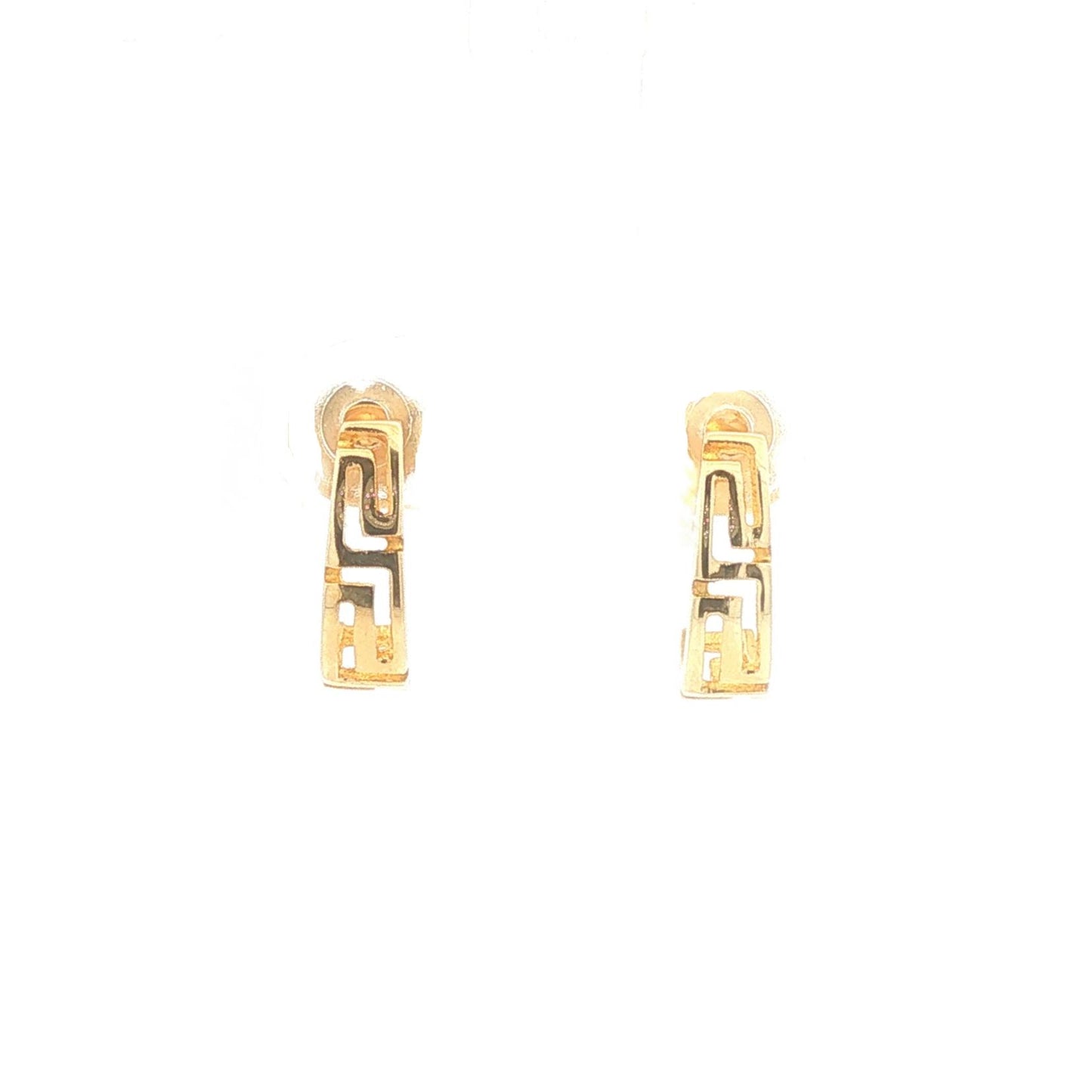 Gold Greek Key Half Hoop Earrings