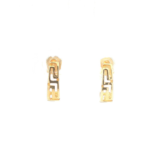 Gold Greek Key Half Hoop Earrings