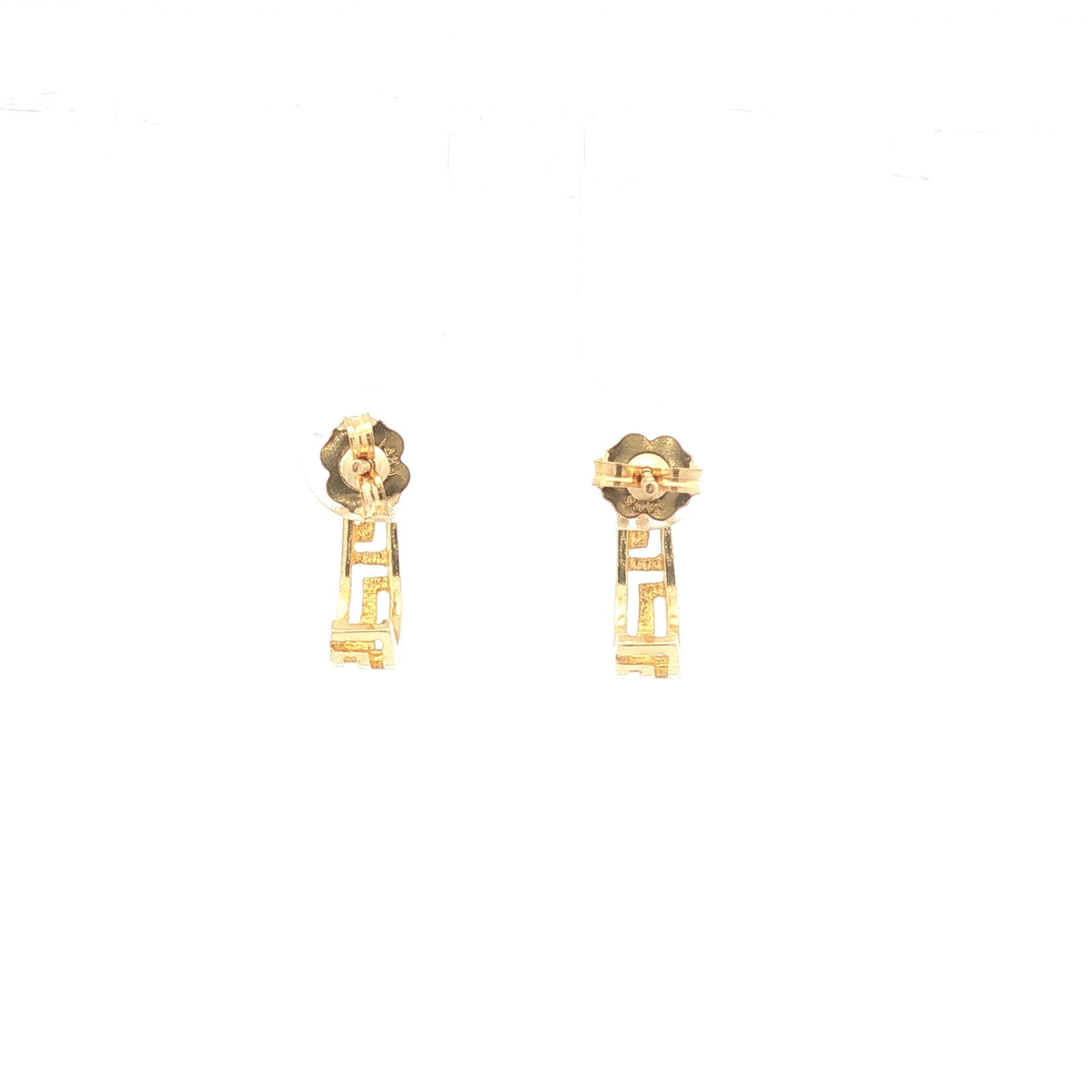 Gold Greek Key Half Hoop Earrings