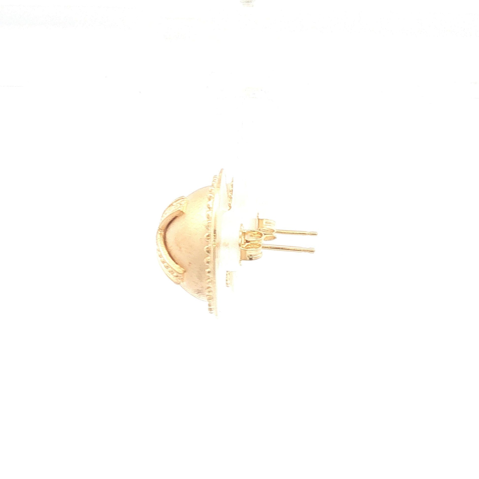 14K Gold X Button Earrings