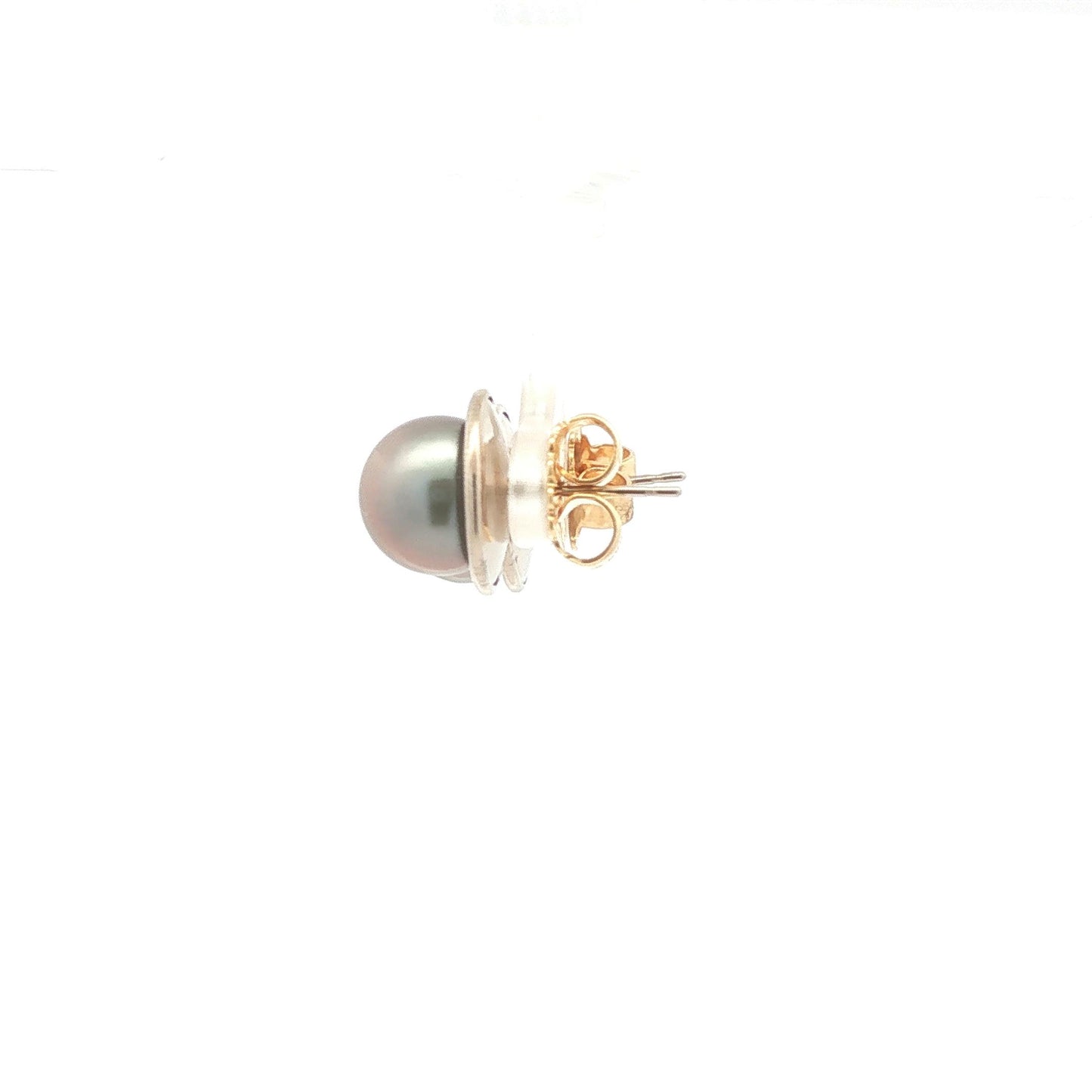 18K White Gold Tahitian Pearl Button Earrings