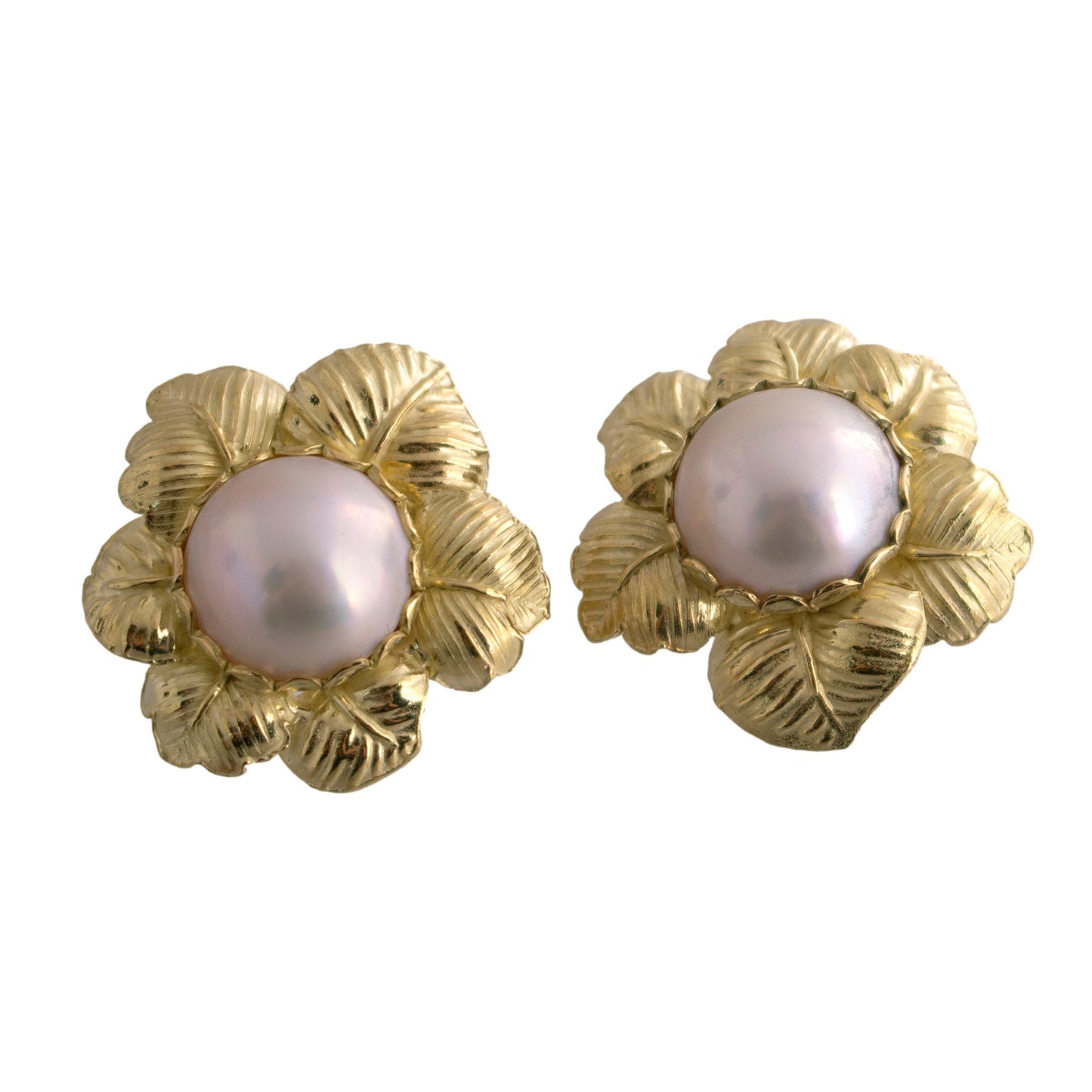 Floral Mabe Pearl Earrings