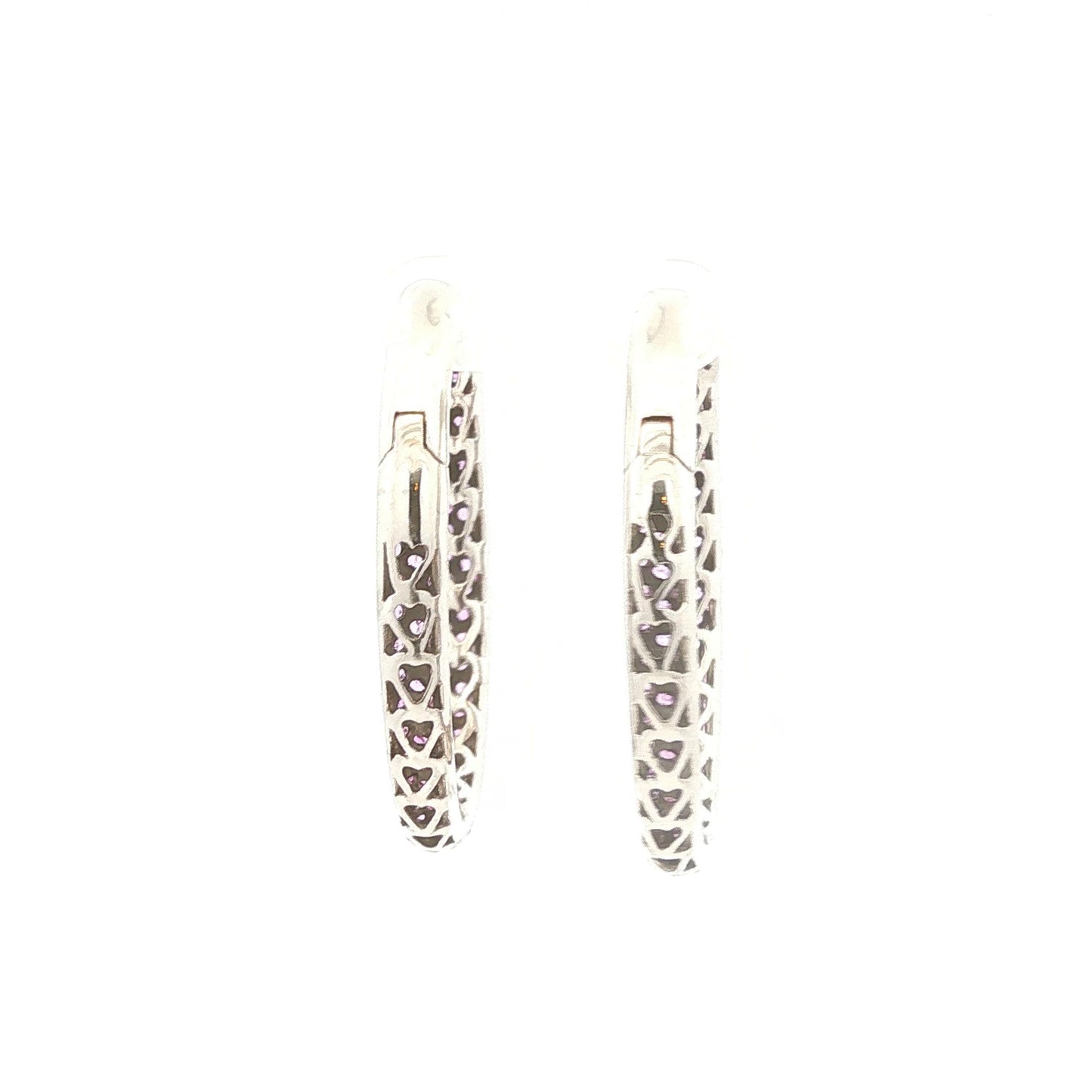 Sterling Pave Amethyst Inside Outside Hoops