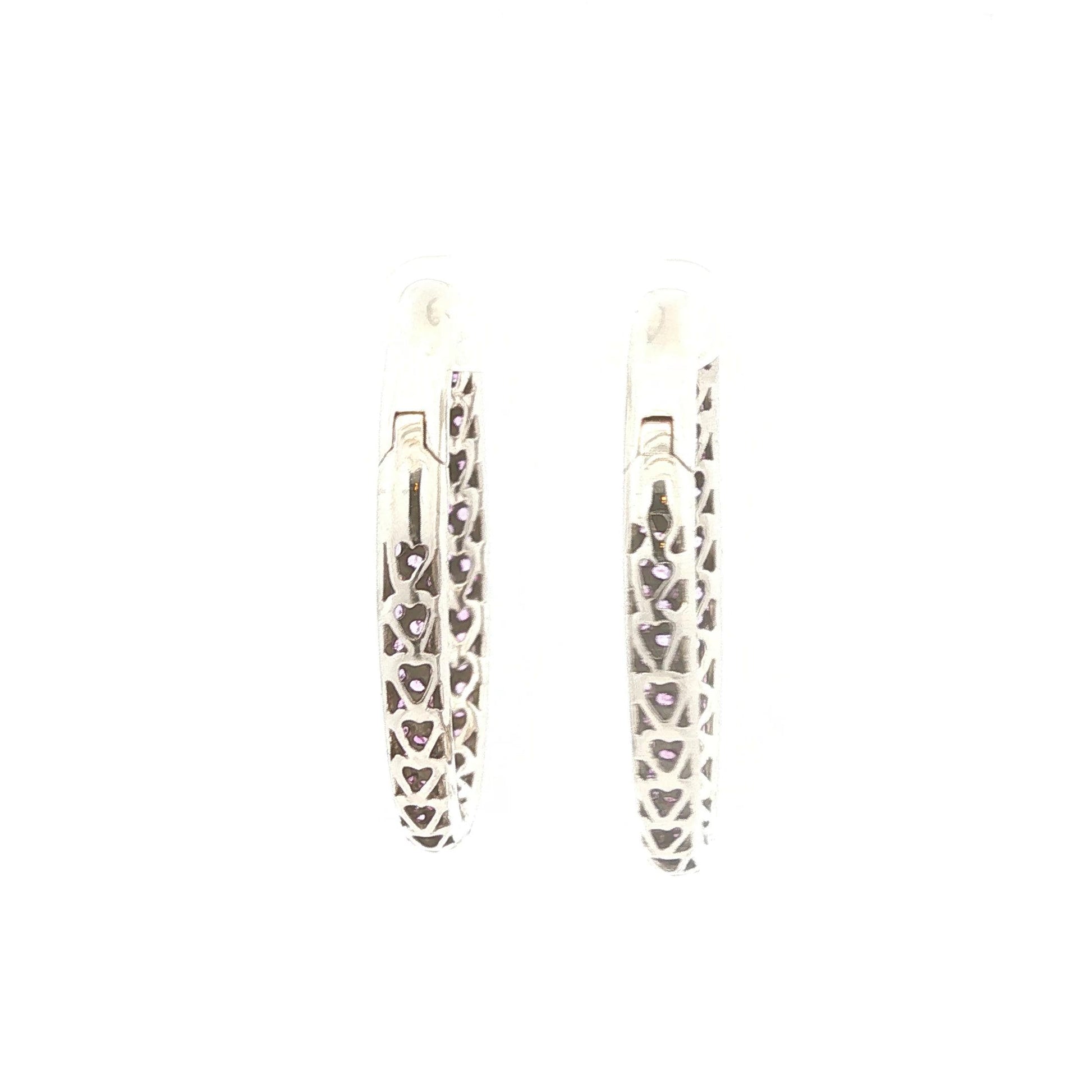 Sterling Pave Amethyst Inside Outside Hoops