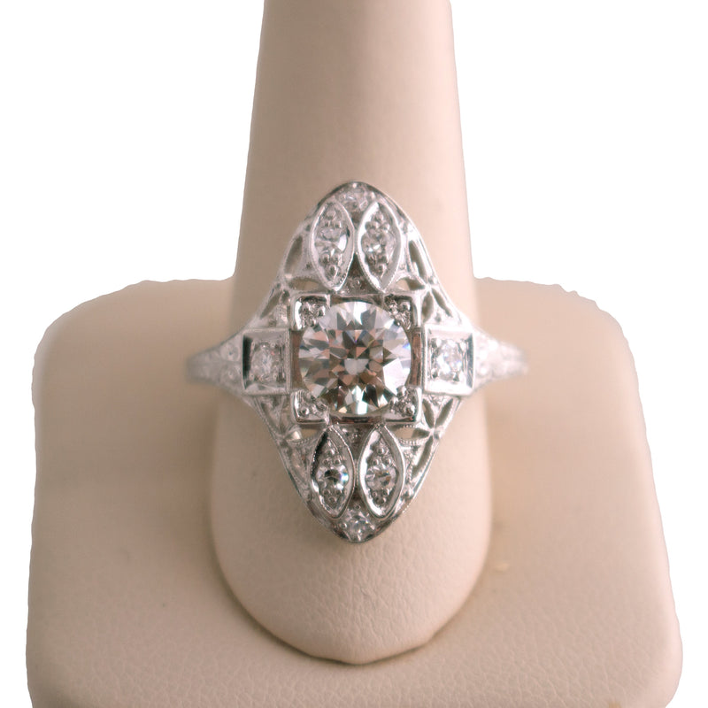 Platinum Vertical Diamond Filigree Ring