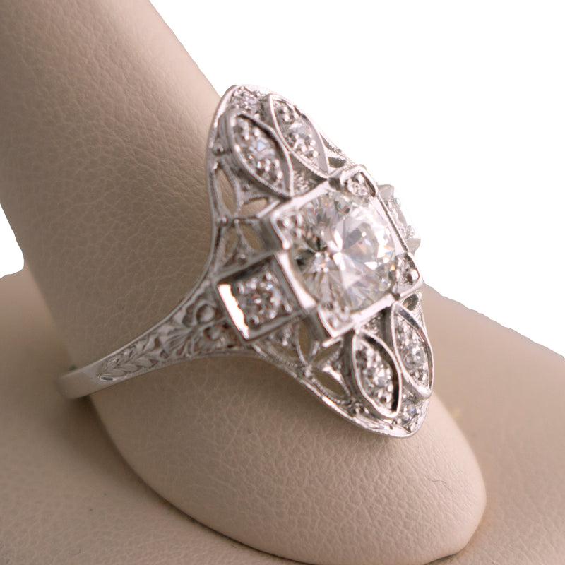 Platinum Vertical Diamond Filigree Ring