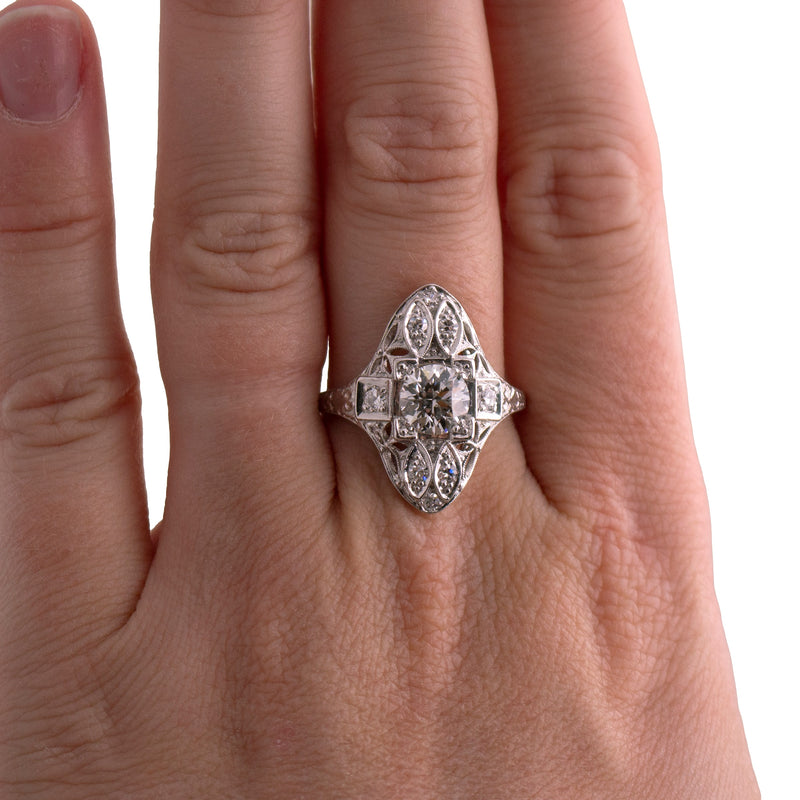 Platinum Vertical Diamond Filigree Ring