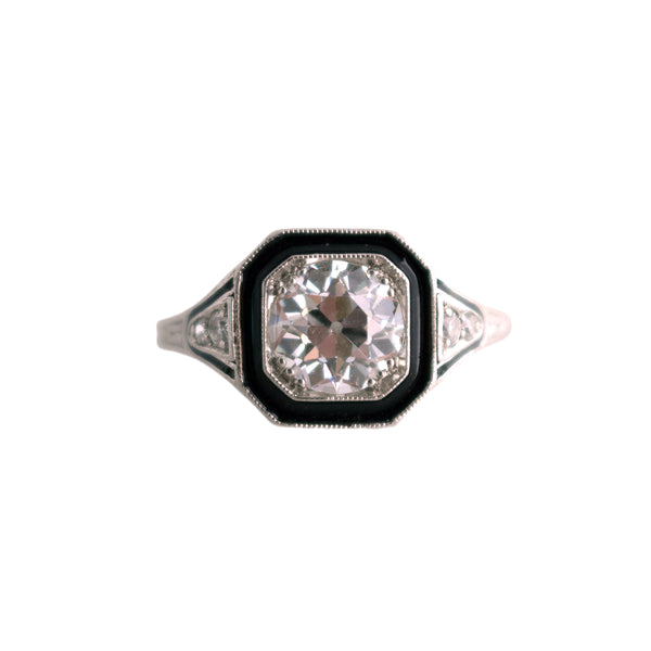 Platinum Old European Cut Diamond Engagement Ring