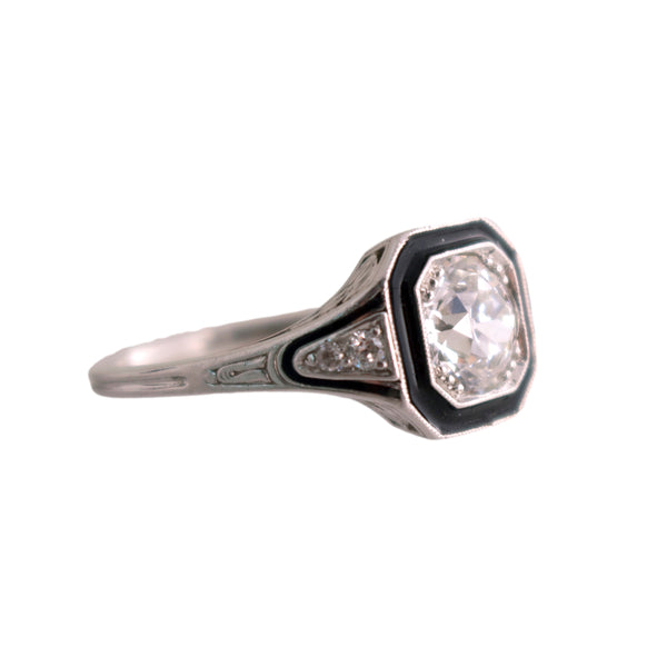 Platinum Old European Cut Diamond Engagement Ring