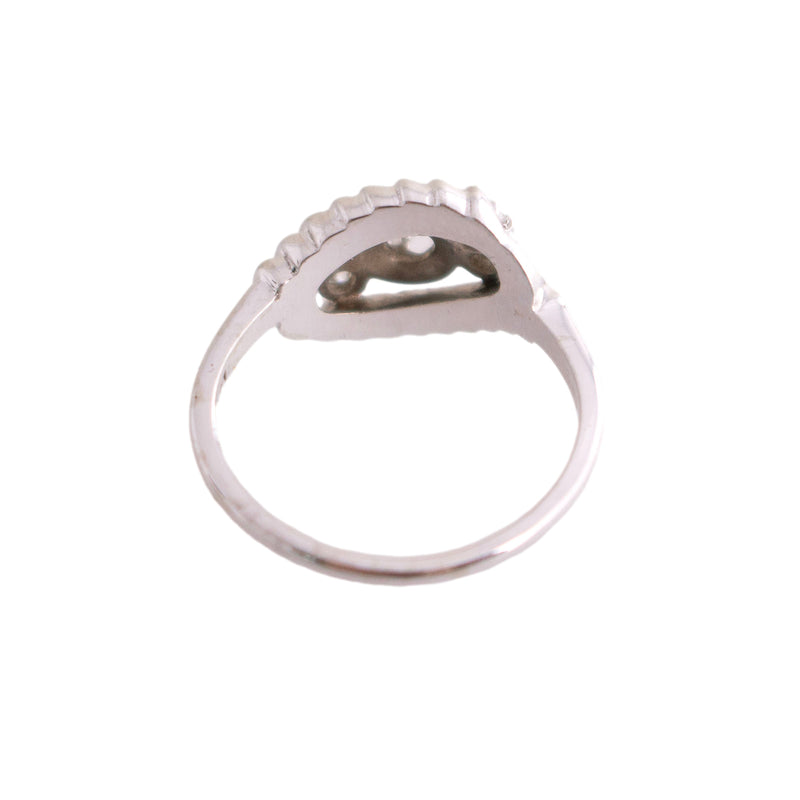 14K White Gold Diamond Rope Edge Ring