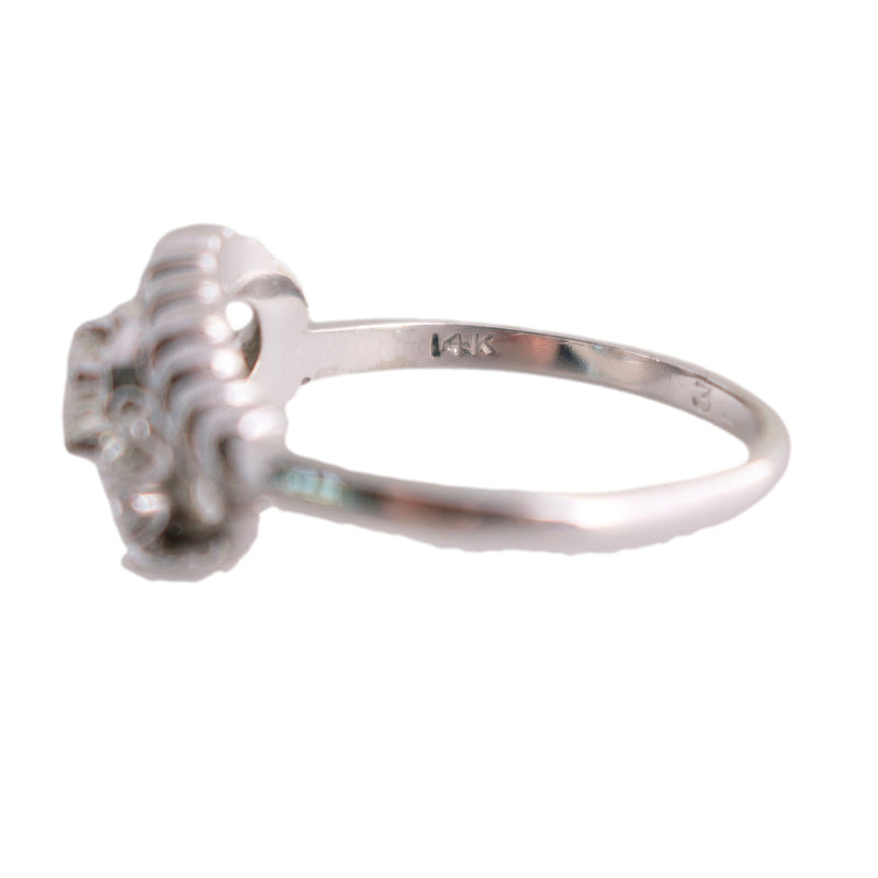 14K White Gold Diamond Rope Edge Ring