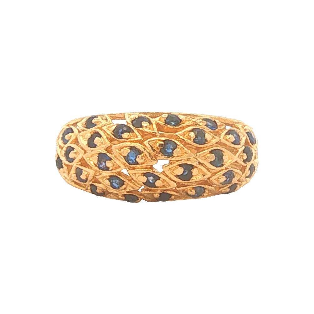 14K Gold Sapphire Leaf Band