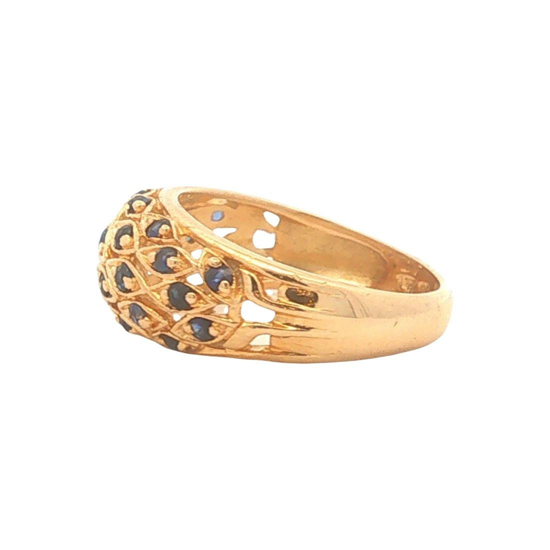 14K Gold Sapphire Leaf Band