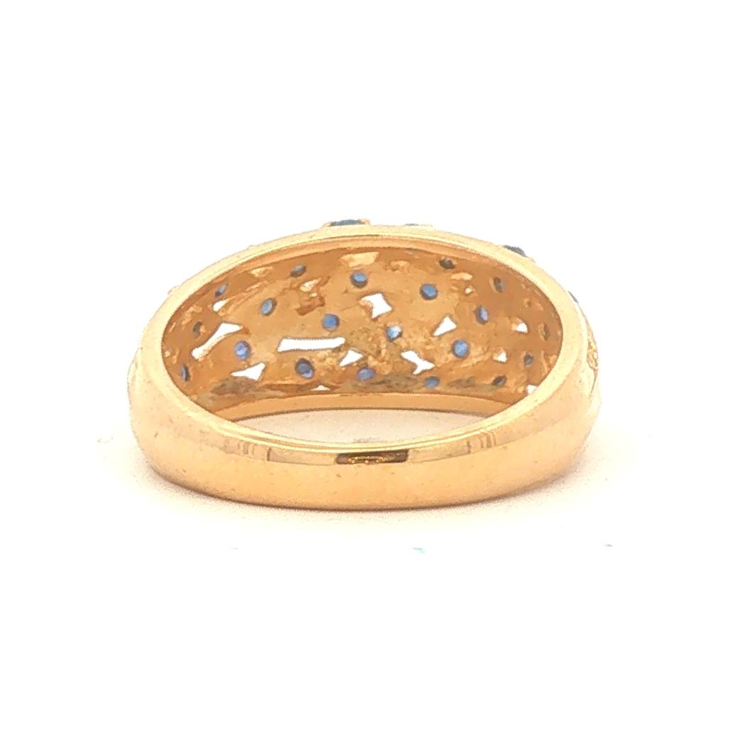 14K Gold Sapphire Leaf Band