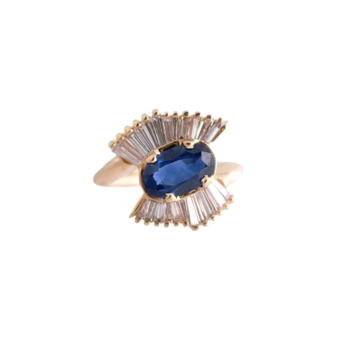 Vintage Oval Sapphire and Diamond Spray Ring