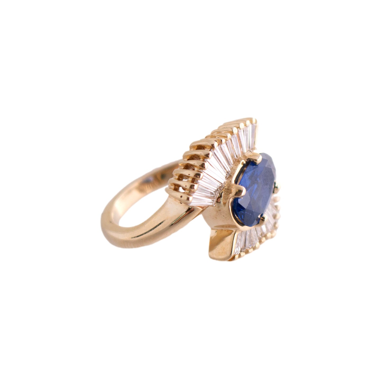 Vintage Oval Sapphire and Diamond Spray Ring