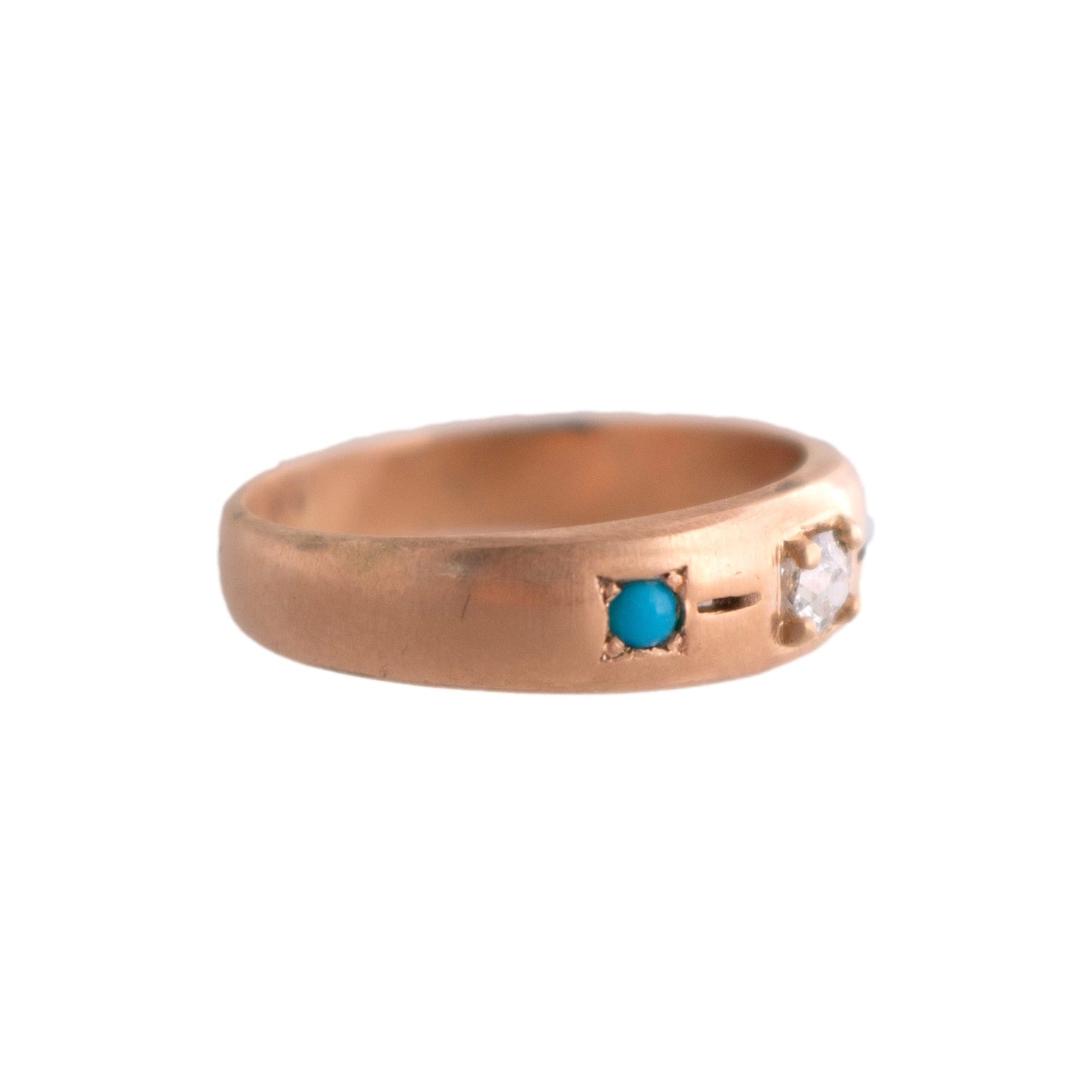 14K Rose Gold Turquoise and Diamond Ring