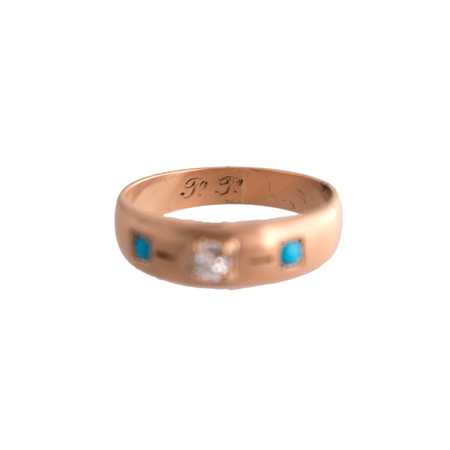 14K Rose Gold Turquoise and Diamond Ring