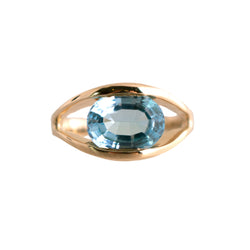 14K Gold Blue Topaz Ring