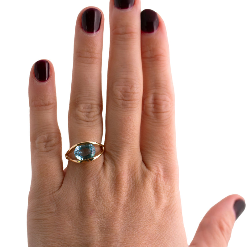 14K Gold Blue Topaz Ring