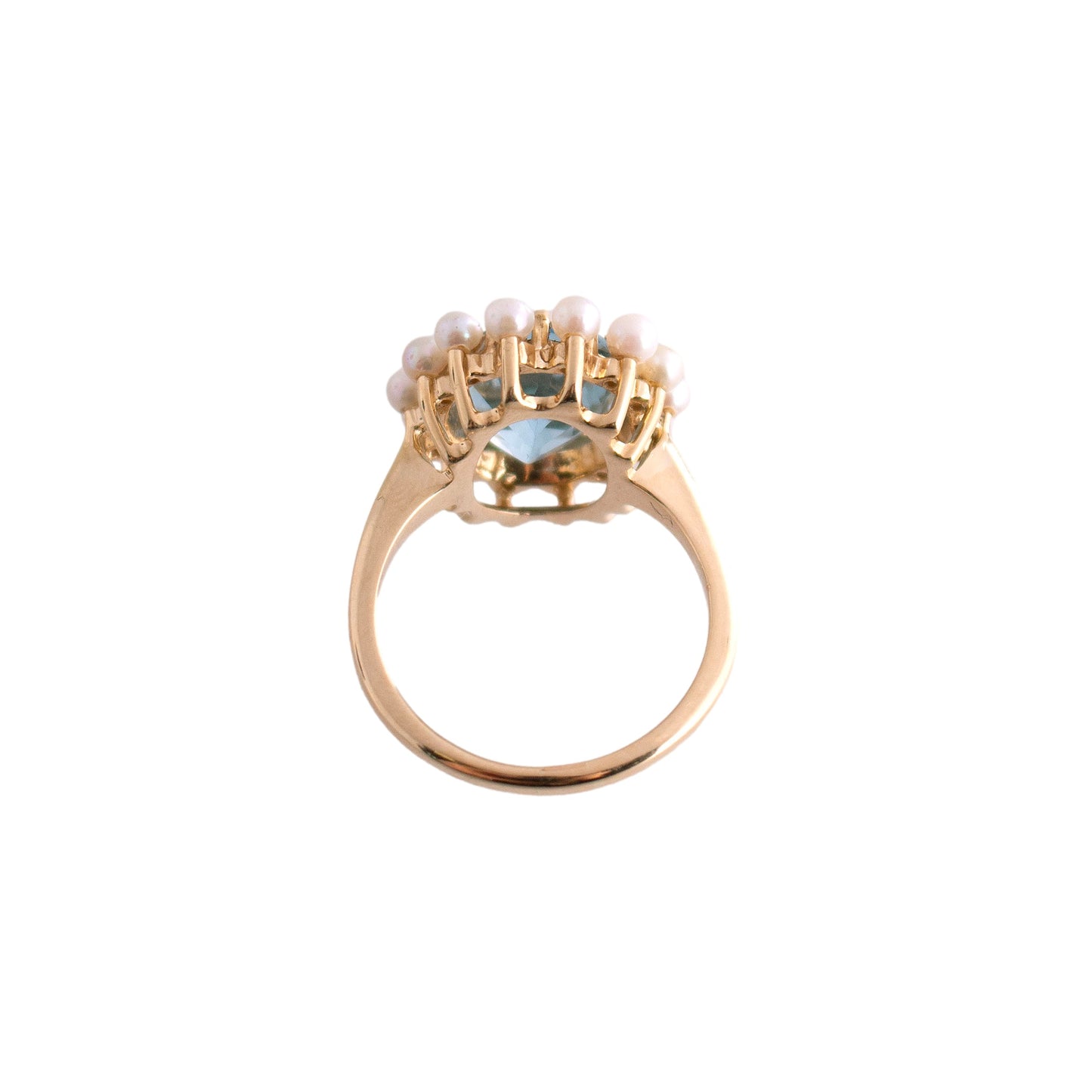 Blue Topaz and Seed Pearl Cocktail Ring