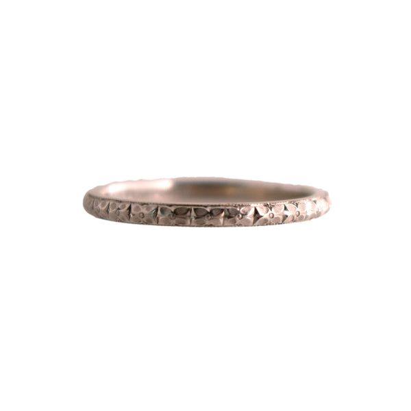 14K White Gold Orange Blossom Engraved Wedding Band